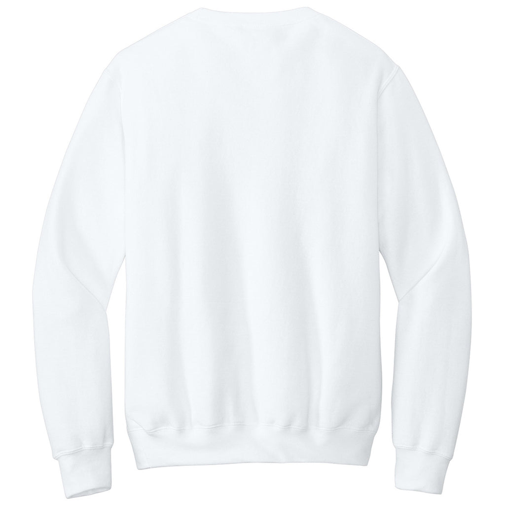 Port & Company Unisex White Core Fleece Crewneck Pocket Sweatshirt