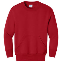 Port & Company Youth Red Core Fleece Crewneck Pocket Sweatshirt