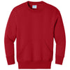 Port & Company Youth Red Core Fleece Crewneck Pocket Sweatshirt
