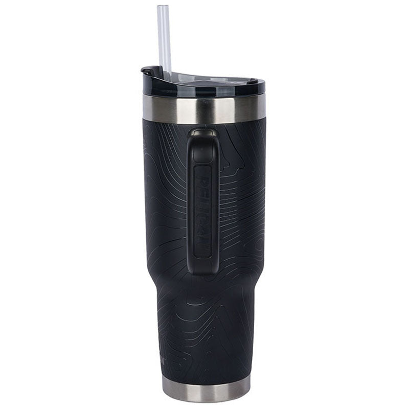 Pelican Porter Black 40 oz. Topographical Recycled Double Wall Stainless Steel Travel Tumbler