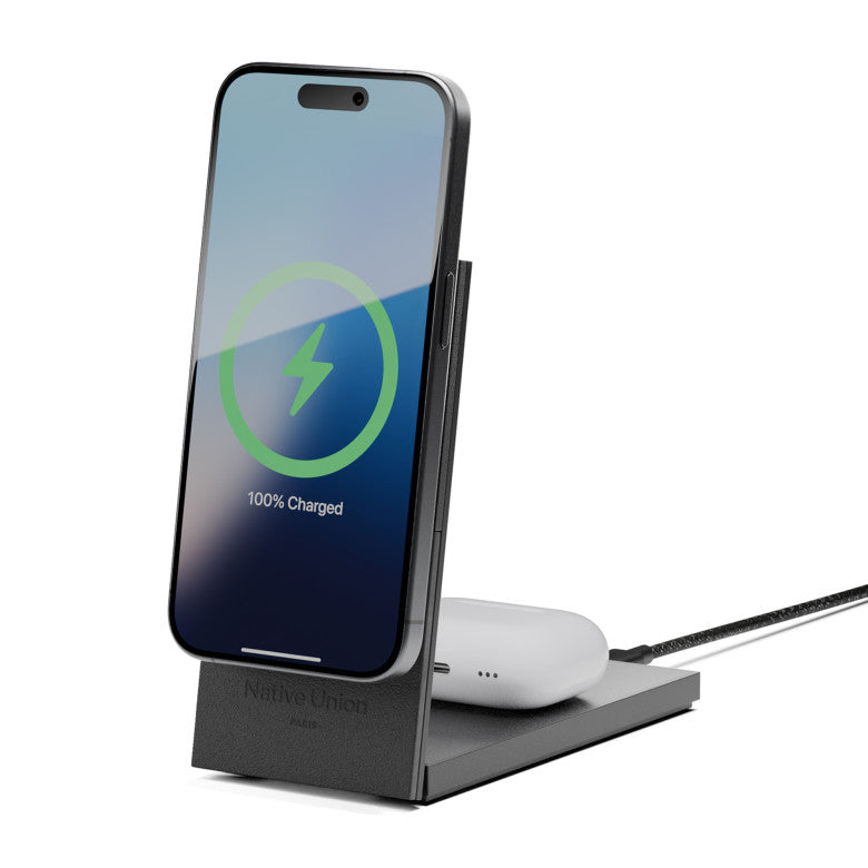 Native Union Black Rise 2-IN-1 Qi2 Wireless Charger