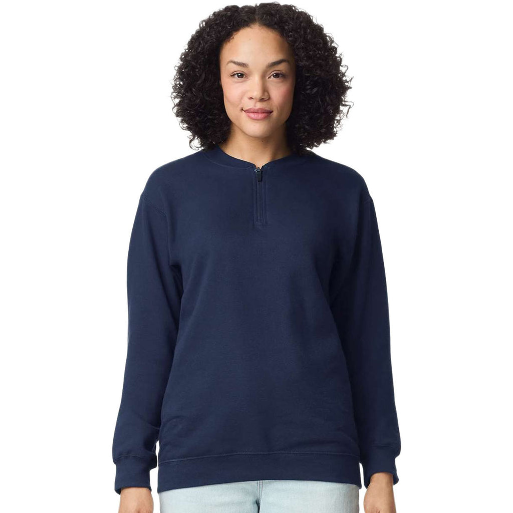 Gildan Unisex Navy Midweight 1/4 Zip Sweatshirt