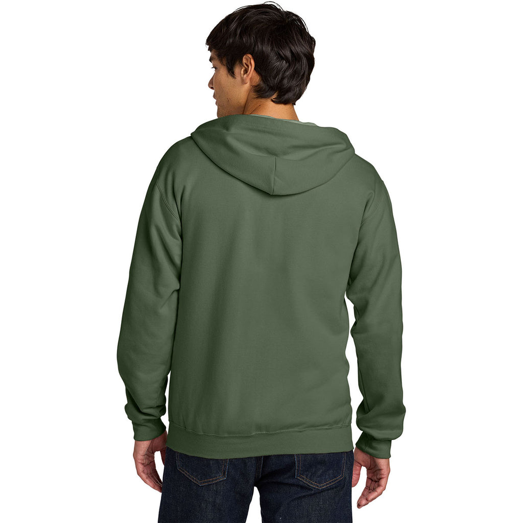 Gildan Men's Military Green Softstyle Midweight Fleece Full-Zip Hooded Sweatshirt