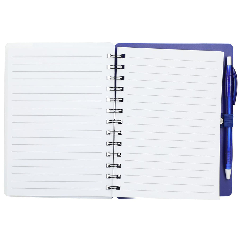 Bullet Purple Recycled Dual Pocket Spiral Notebook W/ Pen