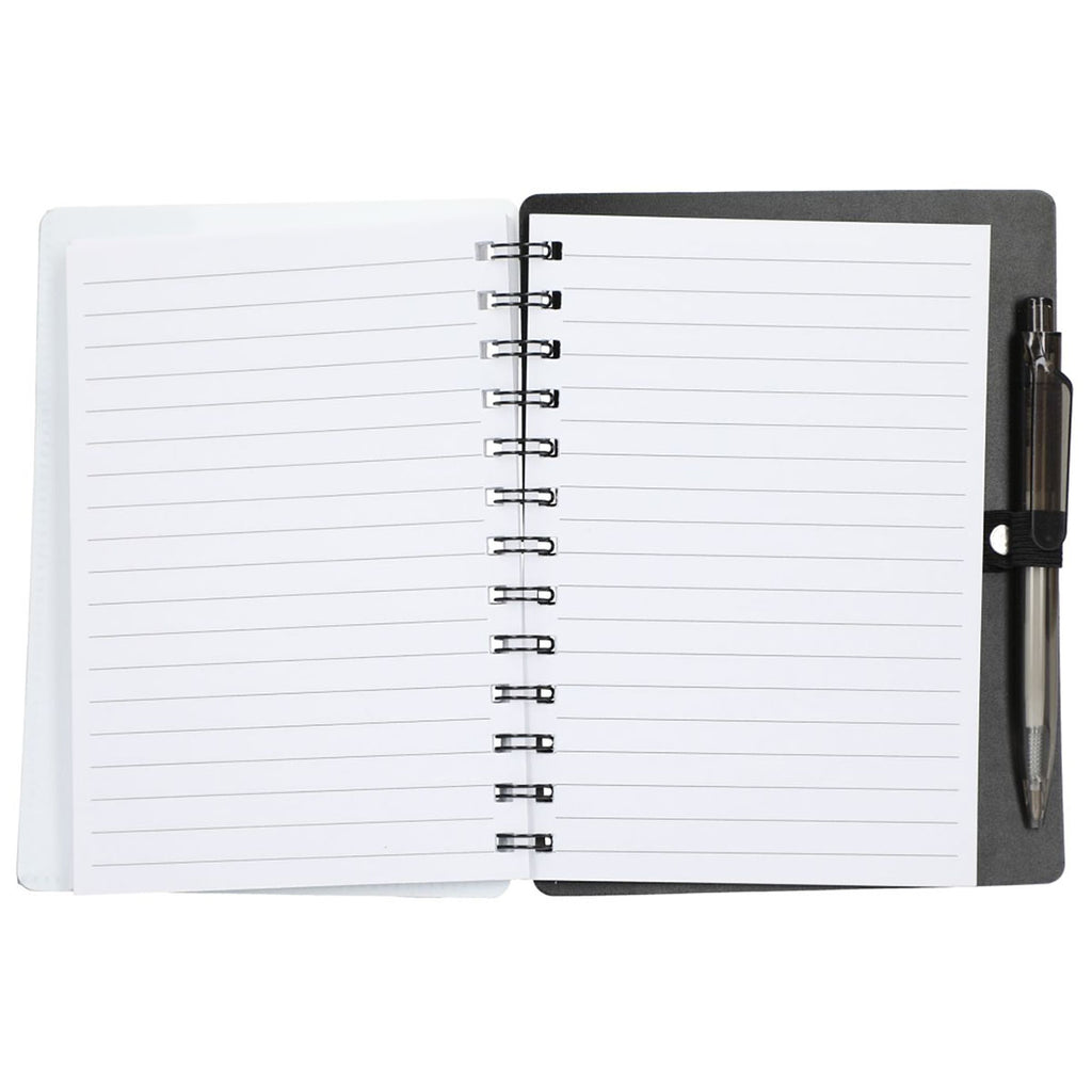 Bullet Black Recycled Pace Spiral Notebook W/Pen