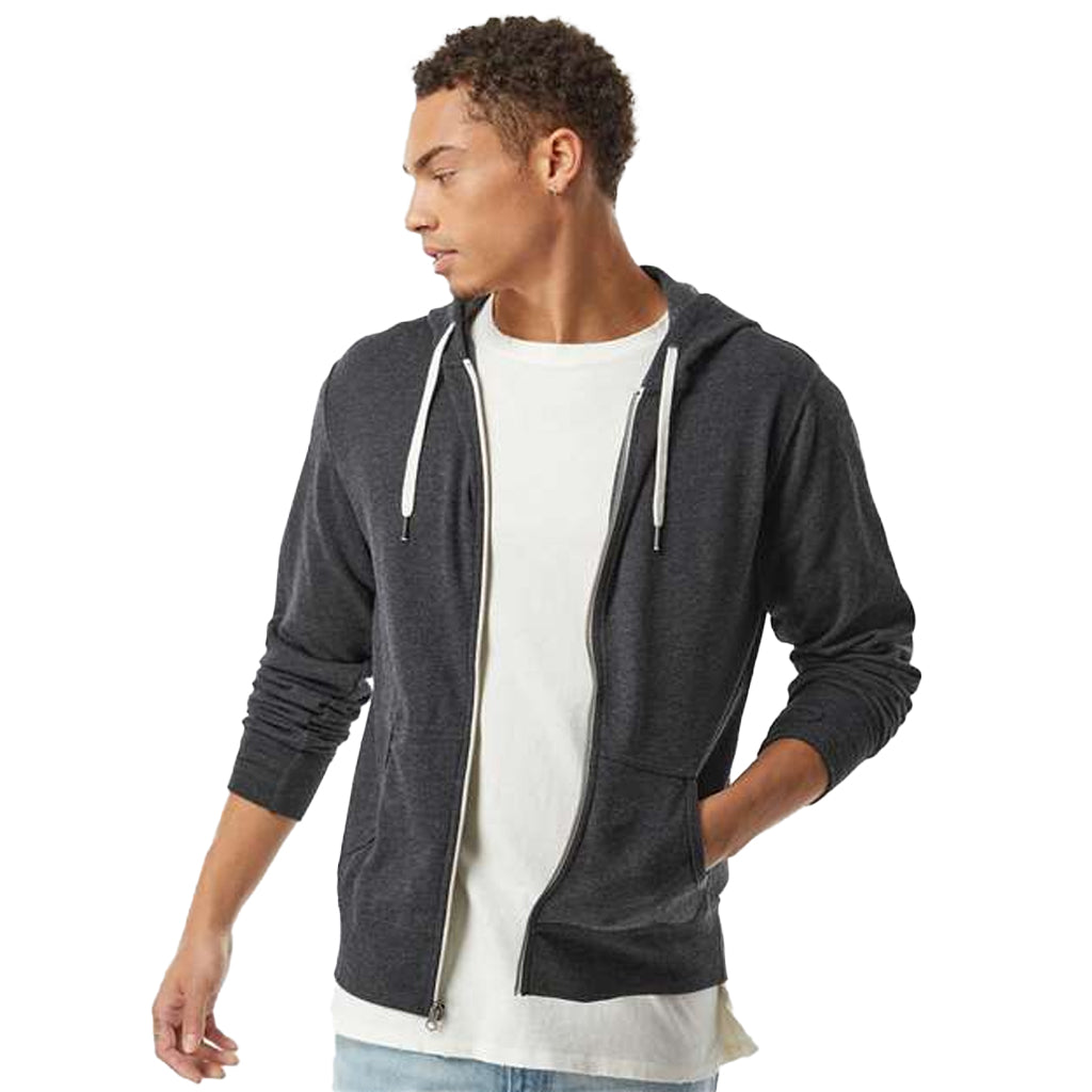 Independent Trading Co. Charcoal Heathered French Terry Full-Zip Hooded Sweatshirt