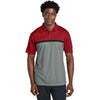 Sport-Tek Men's Deep Red/Grey Concrete Heather/Black UV Micropique Colorblock Polo