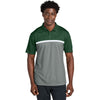 Sport-Tek Men's Forest Green/Grey Concrete Heather/White UV Micropique Colorblock Polo