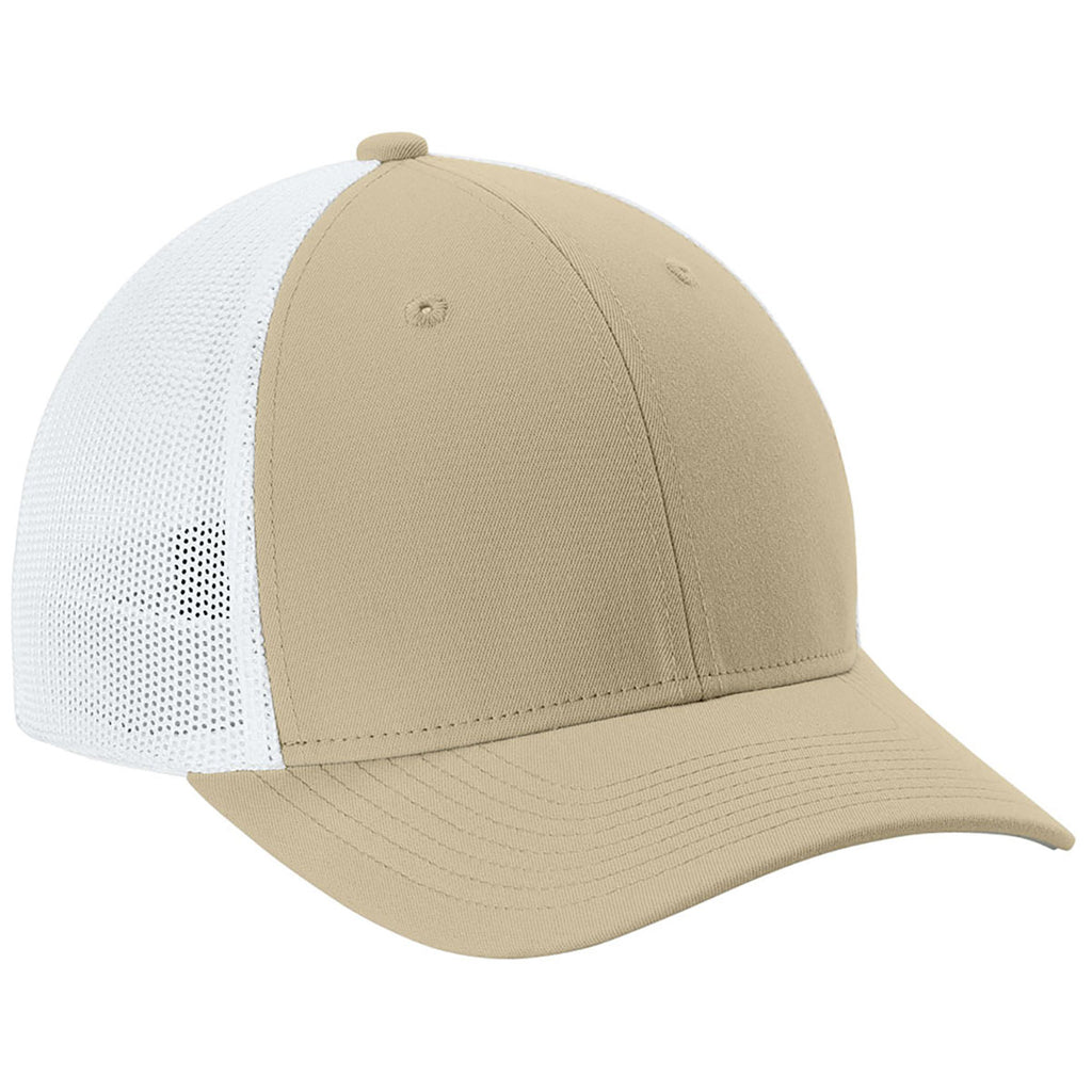 Sport-Tek Sahara/White Stretch-Tek Mesh Back Cap