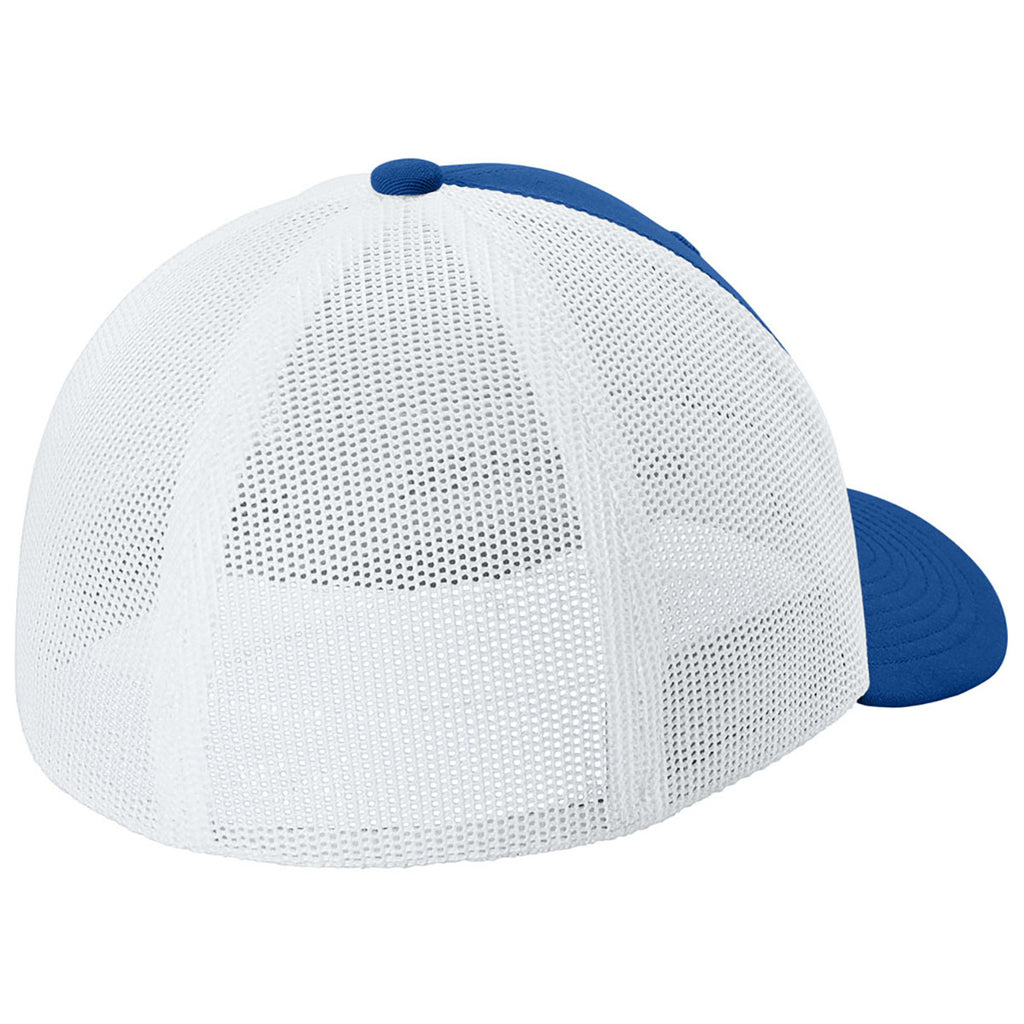 Sport-Tek True Navy/White Stretch-Tek Mesh Back Cap