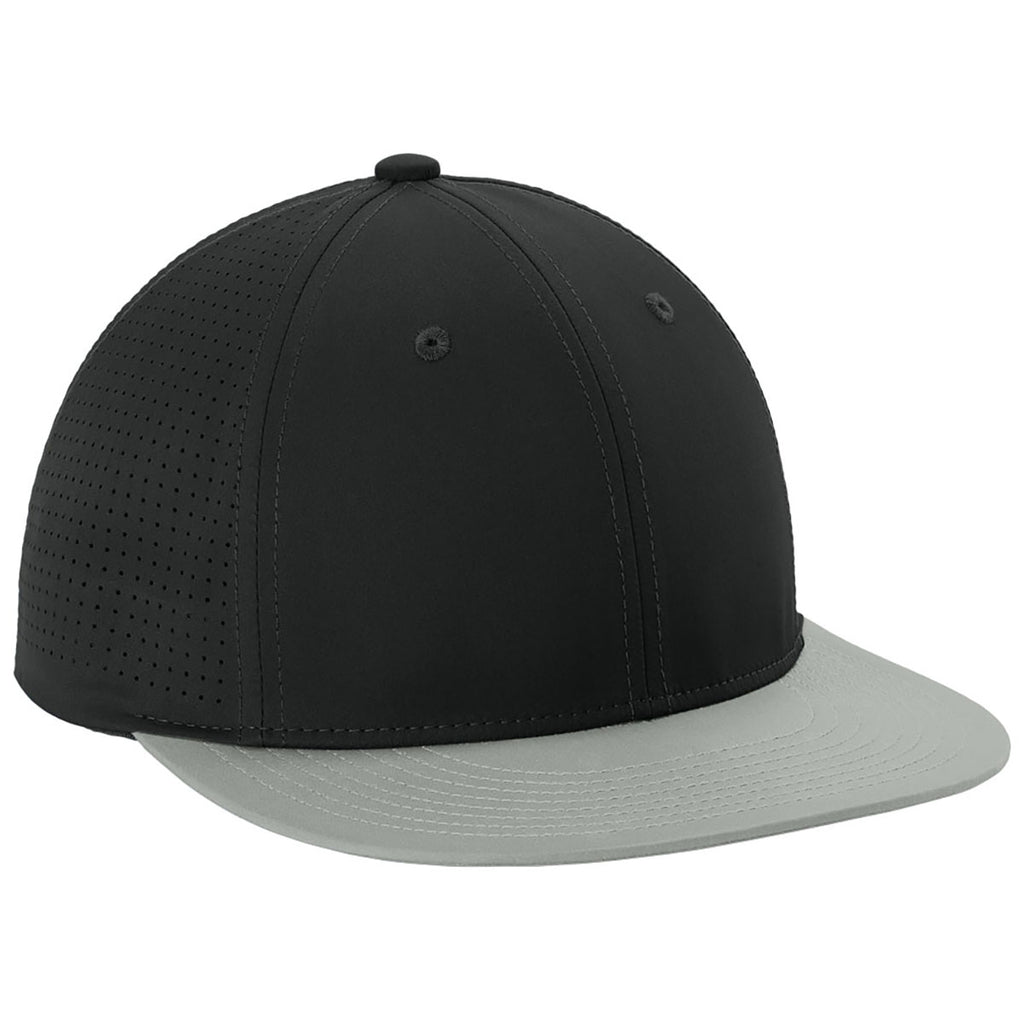 Sport-Tek Black/Silver/Black Pro-Cut Stretch-Tek Cap
