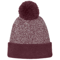 Sport-Tek Maroon/Silver Halftime Heather Pom Beanie