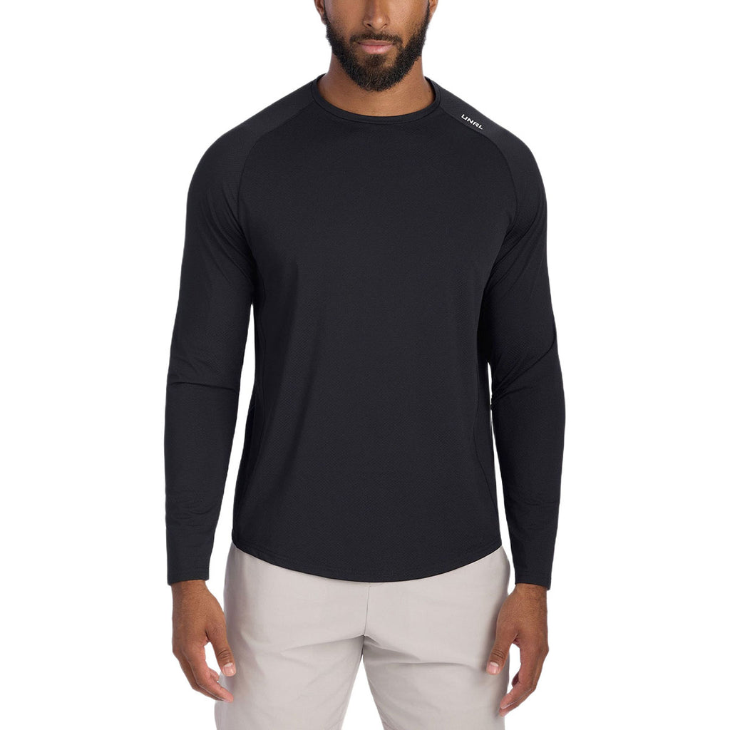 UNRL Men's Black Streamline Performance Long Sleeve