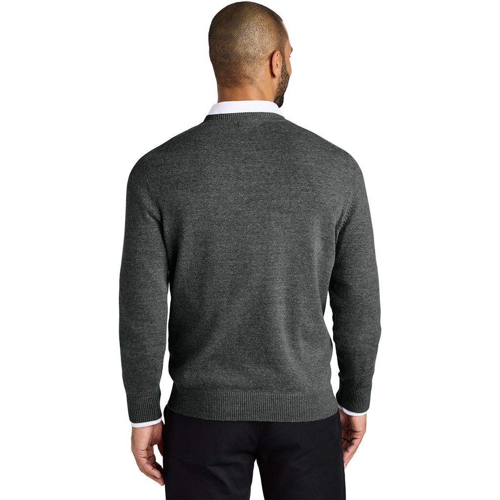 Port Authority Men's Charcoal Heather Easy Care V-Neck Sweater