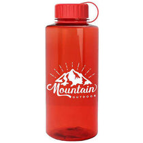 Garyline Transparent Red Mountaineer Tritan Bottle with Tethered Lid - 36 oz.