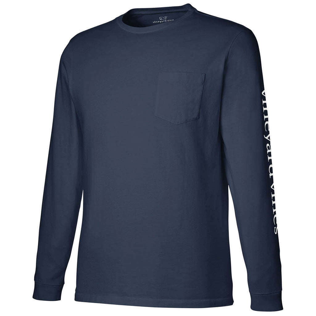 Vineyard Vines Unisex Blue Blazer/White Cap Long Sleeve Pocket T-Shirt