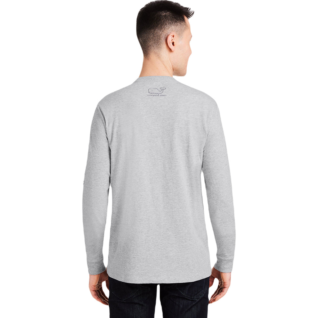 Vineyard Vines Unisex Grey Heather/Blue Blazer Long Sleeve Pocket T-Shirt