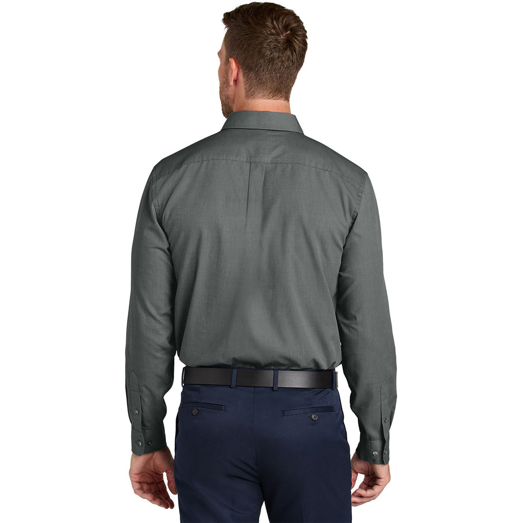 Port Authority Men's Deep Black Long Sleeve Nailhead Easy Care Shirt