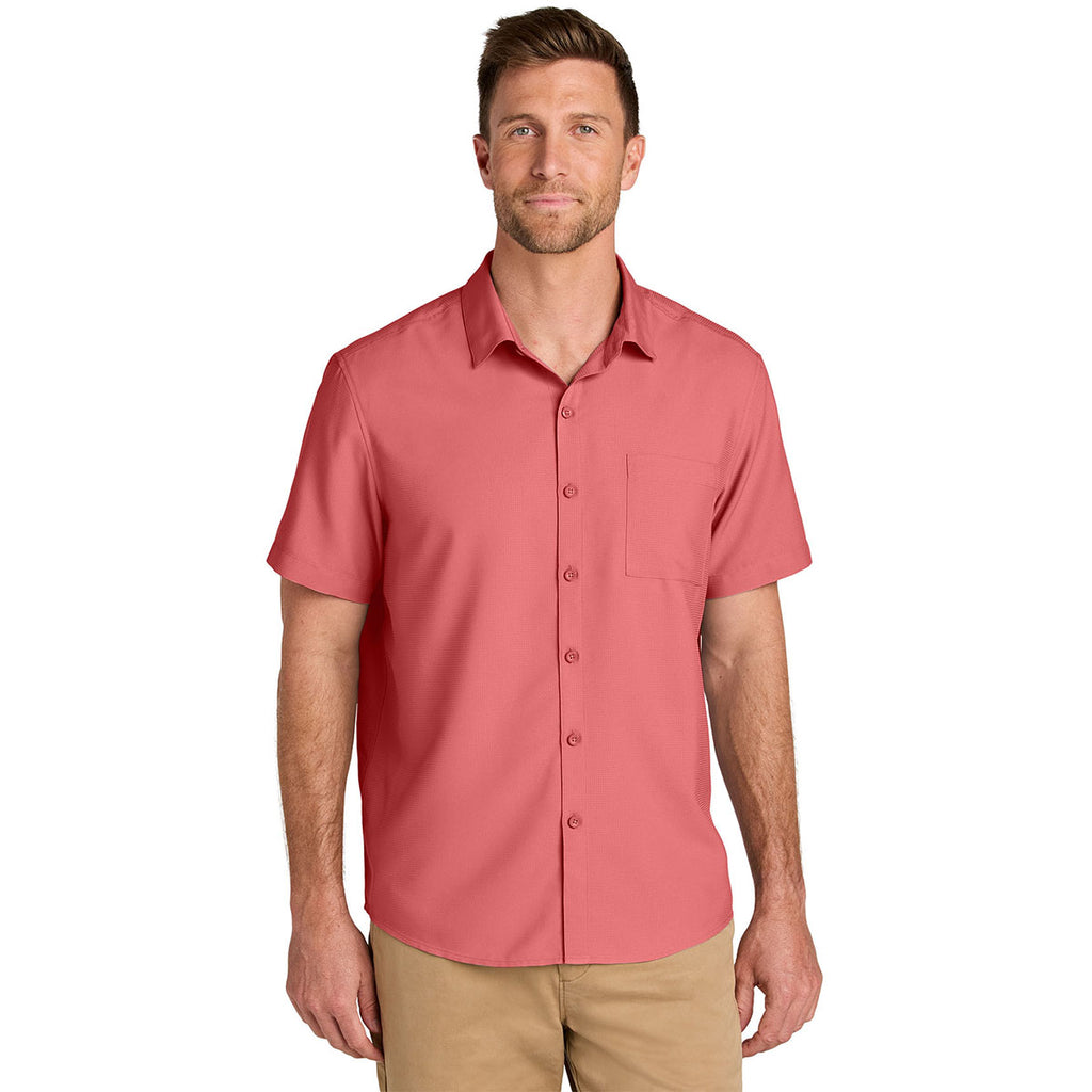 coral dress shirt Port Authority Men's Coral Reef Short Sleeve UV Dockside Shirt