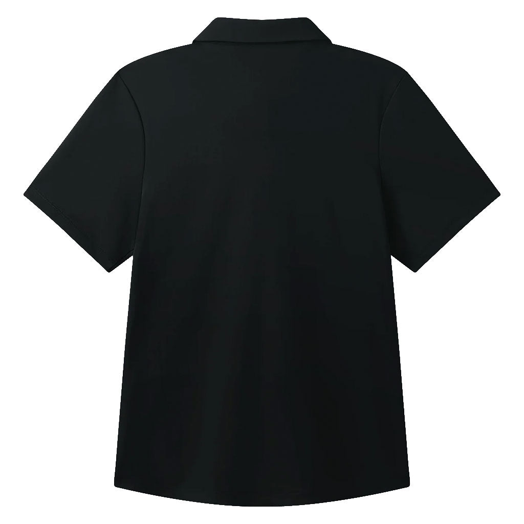 UNRL Women Black Short Sleeve Pique Pro Polo