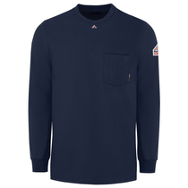 Bulwark Men's Navy Knit Long Sleeve T-Shirt