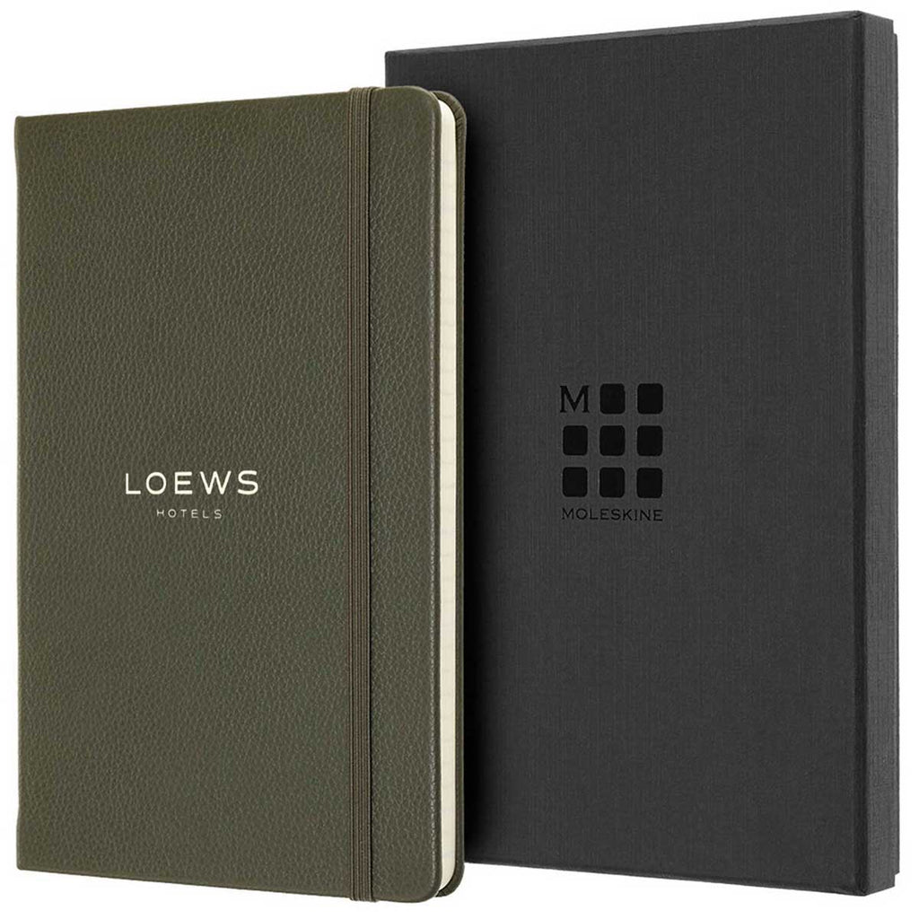 Moleskine Moss Green Leather Ruled Large Notebook