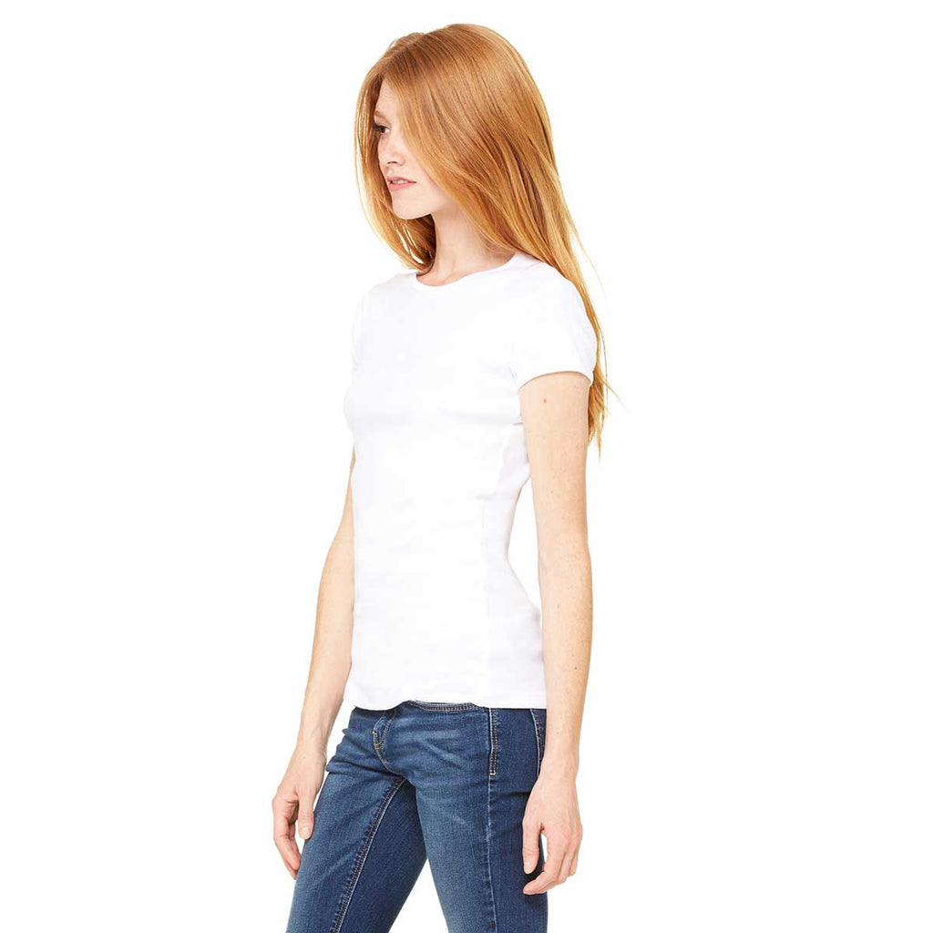 Bella + Canvas Women's White Stretch Rib Short-Sleeve T-Shirt