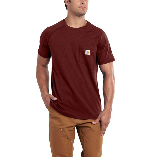 Carhartt Men's Tall Red Brown Heather Force Cotton Short Sleeve T-Shir