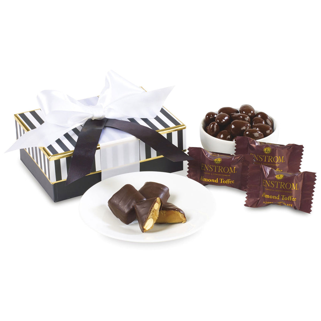 Gourmet Expressions Black & White Stripes Black Tie Dark Chocolate Gift Box