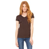Bella + Canvas Women's Chocolate Stretch Rib Short-Sleeve V-Neck T-Shirt
