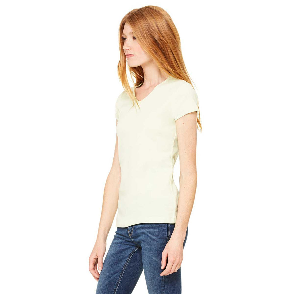 Bella + Canvas Women's Lime Wedge Stretch Rib Short-Sleeve V-Neck T-Shirt