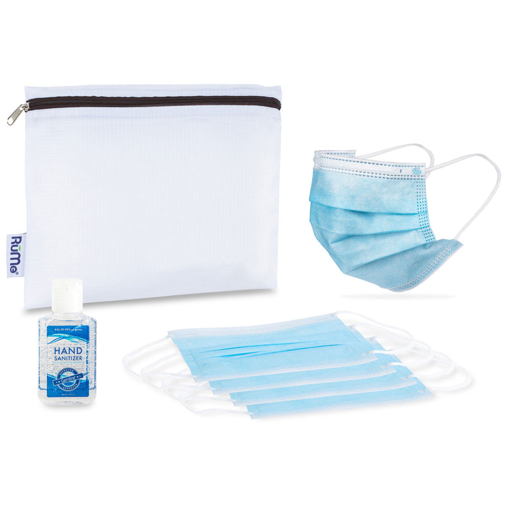 Gemline Sky Blue Single Use Face Masks (5 pack) and Hand Sanitizer PPE Kit