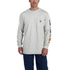 Carhartt Men's Light Grey Flame-Resistant Force Cotton Graphic Long Sleeve T-Shirt