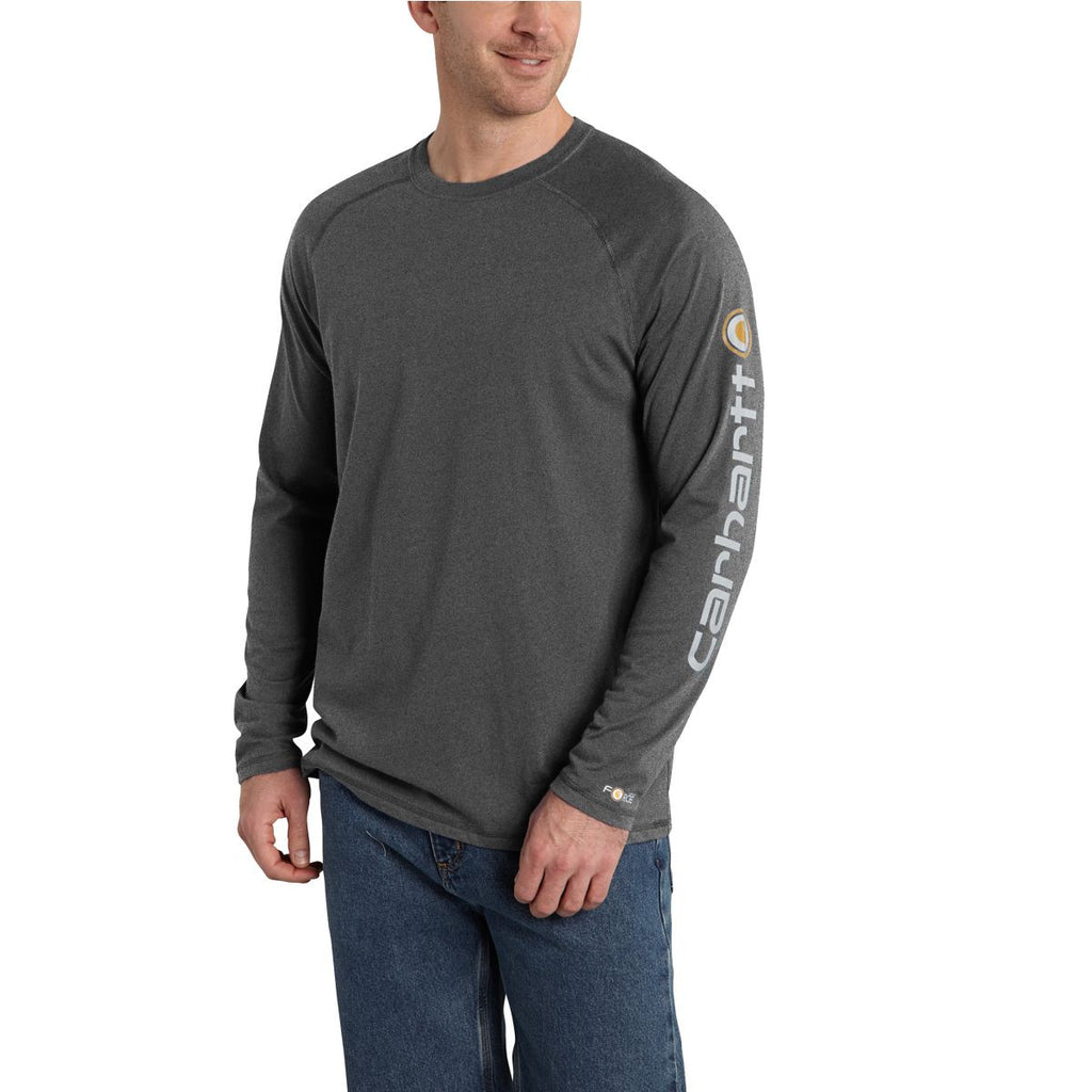 Carhartt Men's Carbon Heather Force Cotton Delmont Sleeve Graphic T-Shirt