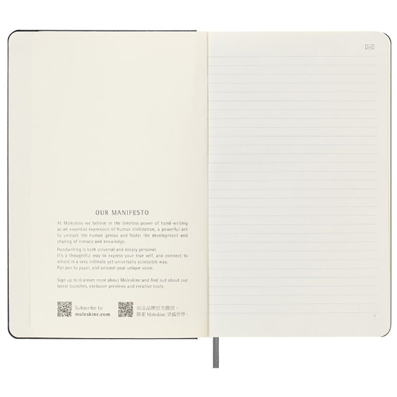 Moleskine Black Hard Cover Ruled Large Smart Notebook