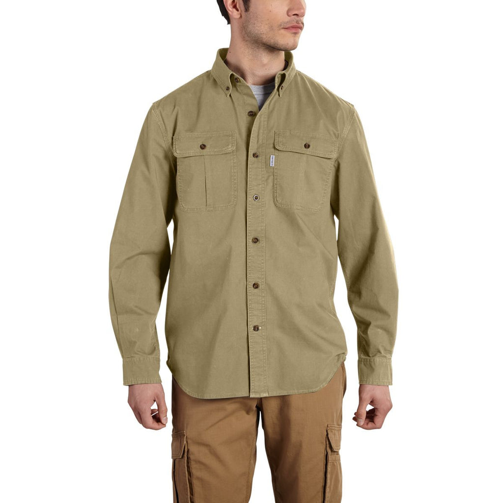 Carhartt Men's Dark Khaki Foreman Solid Long Sleeve Work Shirt