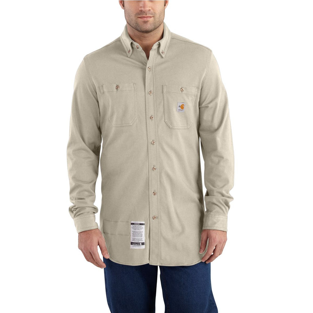 Carhartt Men's Sand Flame-Resistant Force Cotton Hybrid Shirt