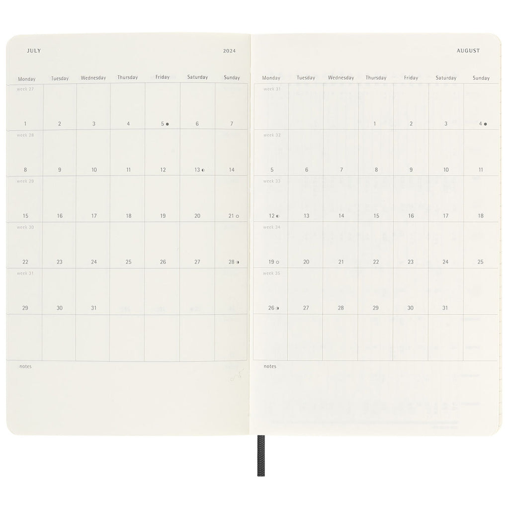 Moleskine Black Soft Cover Large 12-Month Weekly 2024 Planner and GO Pen Gift Set