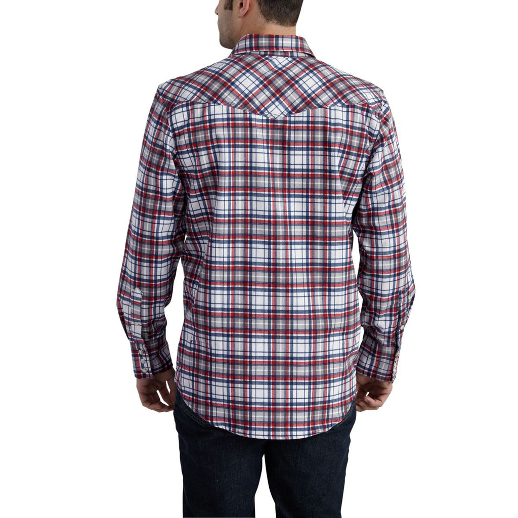 Carhartt Men's Navy Flame-Resistant Snap Front Plaid Shirt