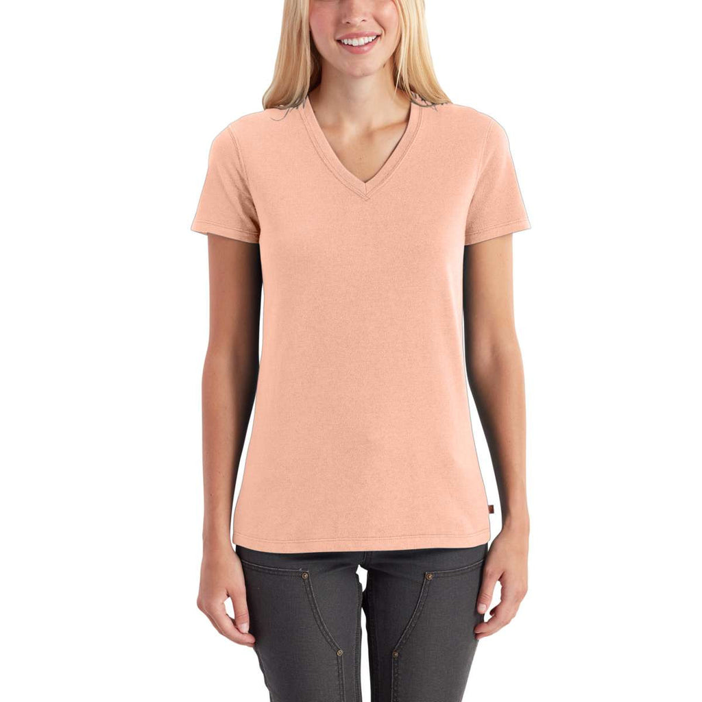Carhartt Women's Peach Parfait Heather Lockhart Short Sleeve V-Neck T-Shirt