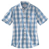 Carhartt Men's Blue Lagoon Essential Plaid Button Down SS Shirt