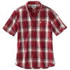 Carhartt Men's Dark Crimson Essential Plaid Button Down SS Shirt
