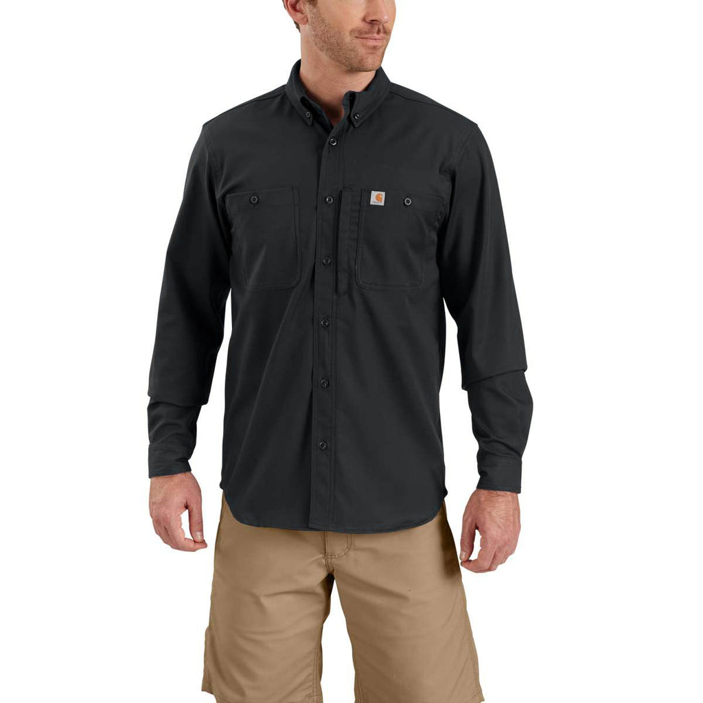 Carhartt Men's Black Rugged Professional Long Sleeve Work Shirt