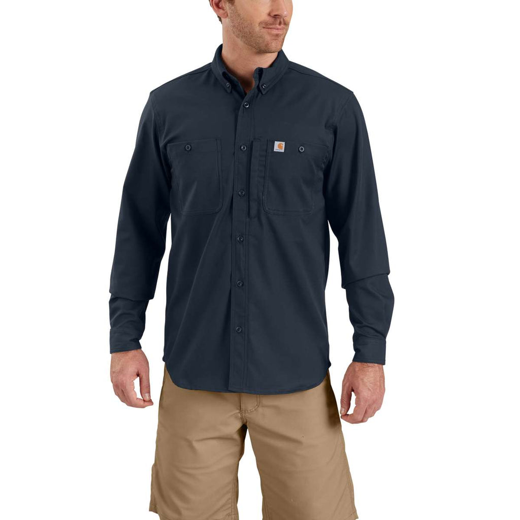 Carhartt Men's Navy Rugged Professional Long Sleeve Work Shirt