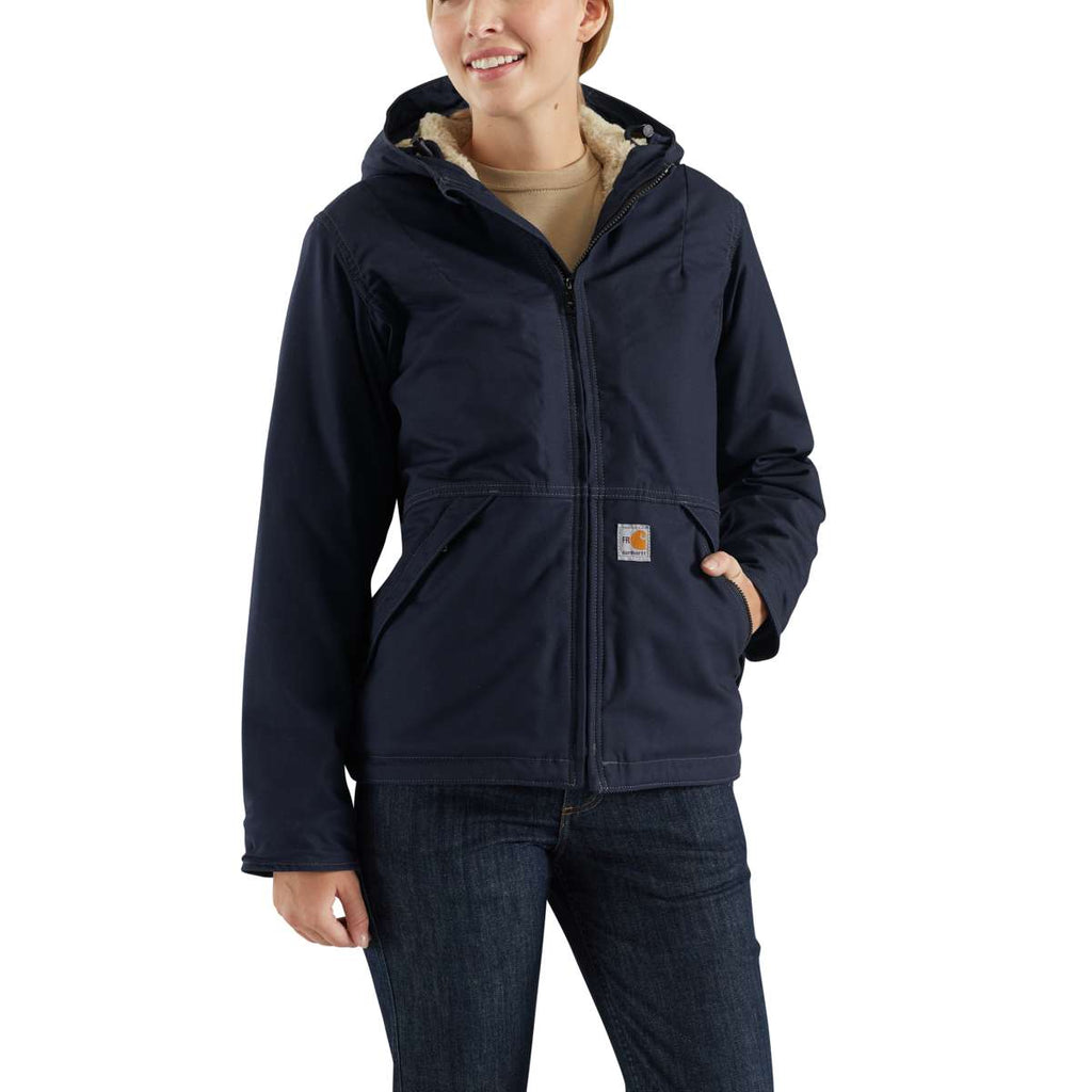 Carhartt Women's Dark Navy Full Swing Quick Duck Sherpa-Lined Flame-Resistant Jacket