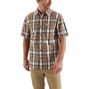 Carhartt Men's Carhartt Brown Essential Plaid Open Collar Short Sleeve Shirt