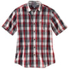 Carhartt Men's Dark Crimson Essential Plaid Open Collar Short Sleeve Shirt
