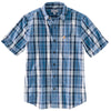 Carhartt Men's Federal Blue Essential Plaid Open Collar Short Sleeve Shirt