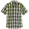 Carhartt Men's Olive Essential Plaid Open Collar Short Sleeve Shirt