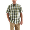 Carhartt Men's Olive Essential Plaid Open Collar Short Sleeve Shirt